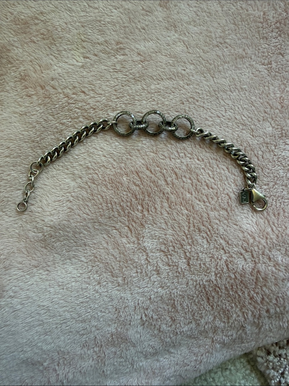 Sheryl Lowe Silver-Tone Chain Bracelet with Triple Ring Details